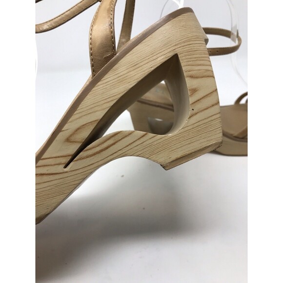 VTG 90's Y2K Mudd Brown Wood Platform Women Sz 7.5 Sandals Grunge Strappy Chunky - Picture 8 of 13